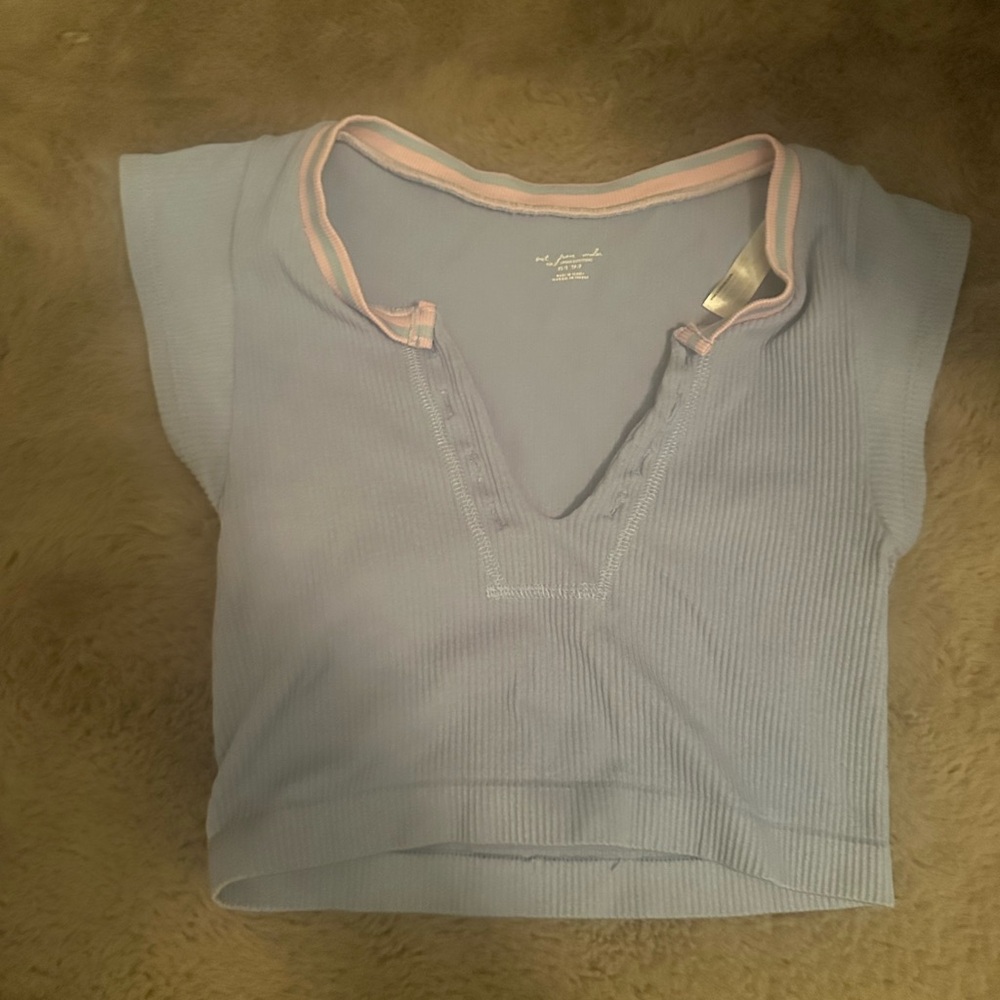 Light Blue V-Neck Top